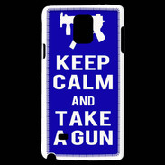 Coque Samsung Galaxy Note 4 Keep Calm Take a gun Bleu