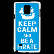 Coque Samsung Galaxy Note 4 Keep Calm Be a Pirate Cyan