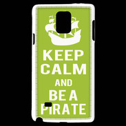 Coque Samsung Galaxy Note 4 Keep Calm Be a Pirate Vert pomme