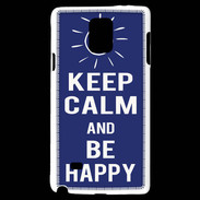 Coque Samsung Galaxy Note 4 Keep Calm Be Happy Bleu