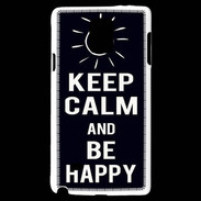 Coque Samsung Galaxy Note 4 Keep Calm Be Happy Noir