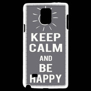 Coque Samsung Galaxy Note 4 Keep Calm Be Happy Gris