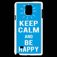 Coque Samsung Galaxy Note 4 Keep Calm Be Happy Cyan