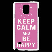 Coque Samsung Galaxy Note 4 Keep Calm Be Happy Rose