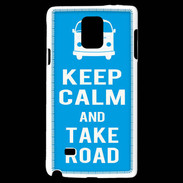 Coque Samsung Galaxy Note 4 Keep Calm Take Road Cyan