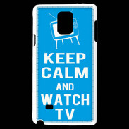 Coque Samsung Galaxy Note 4 Keep Calm Watch TV Cyan