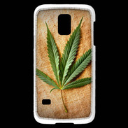 Coque Samsung Galaxy S5 Mini Feuille de cannabis sur toile beige