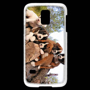 Coque Samsung Galaxy S5 Mini Chiots Boxer sur un tronc d''arbre