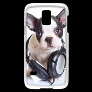 Coque Samsung Galaxy S5 Mini Bulldog français avec casque de musique