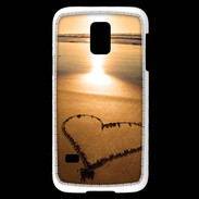 Coque Samsung Galaxy S5 Mini Coeur sur la plage avec couché de soleil