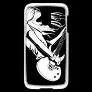Coque Samsung Galaxy S5 Mini Musicienne guitare électrique en noir et blanc