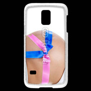 Coque Samsung Galaxy S5 Mini Femme enceinte avec ruban bleu et rose