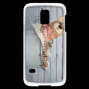Coque Samsung Galaxy S5 Mini Bébé nounours dormant dans une bassine