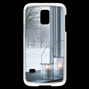 Coque Samsung Galaxy S5 Mini paysage hiver deux lanternes