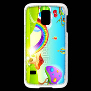 Coque Samsung Galaxy S5 Mini Cartoon nature et arc en ciel