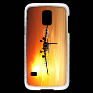 Coque Samsung Galaxy S5 Mini Avion de ligne et couché de soleil