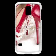 Coque Samsung Galaxy S5 Mini Escarpins rouges et perles