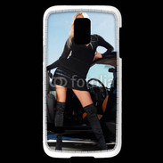 Coque Samsung Galaxy S5 Mini Femme blonde sexy voiture noire