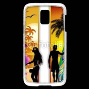 Coque Samsung Galaxy S5 Mini Surfer et fille sur la plage