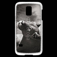 Coque Samsung Galaxy S5 Mini Lionne en noir et blanc