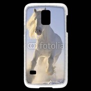 Coque Samsung Galaxy S5 Mini Cheval blanc dans la neige