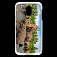 Coque Samsung Galaxy S5 Mini Groupe d'éléphants à la rivière