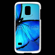 Coque Samsung Galaxy S5 Mini Papillon sur fond bleu