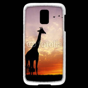 Coque Samsung Galaxy S5 Mini Girafe au couché de soleil