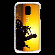 Coque Samsung Galaxy S5 Mini Femme biker au couché de soleil