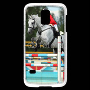 Coque Samsung Galaxy S5 Mini Jumping Equitation cheval gris