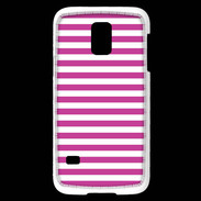 Coque Samsung Galaxy S5 Mini rayures blanches et roses