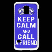 Coque Samsung Galaxy S5 Mini Keep Calm Call friend Bleu