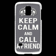 Coque Samsung Galaxy S5 Mini Keep Calm Call friend Gris
