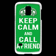 Coque Samsung Galaxy S5 Mini Keep Calm Call friend Vert