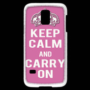 Coque Samsung Galaxy S5 Mini Keep Calm Carry on Rose