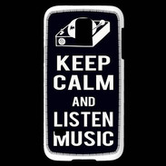 Coque Samsung Galaxy S5 Mini Keep Calm Listen music Noir