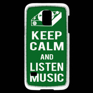 Coque Samsung Galaxy S5 Mini Keep Calm Listen music Vert