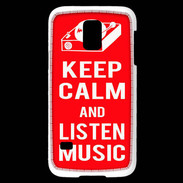 Coque Samsung Galaxy S5 Mini Keep Calm Listen music Rouge