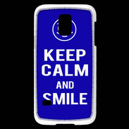Coque Samsung Galaxy S5 Mini Keep Calm Smile Bleu