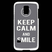 Coque Samsung Galaxy S5 Mini Keep Calm Smile Gris