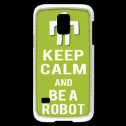 Coque Samsung Galaxy S5 Mini Keep Calm Be a Robot Vert pomme