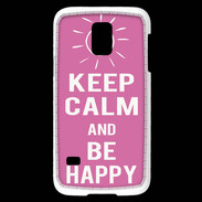 Coque Samsung Galaxy S5 Mini Keep Calm Be Happy Rose