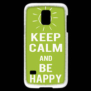 Coque Samsung Galaxy S5 Mini Keep Calm Be Happy Vert pomme