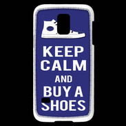 Coque Samsung Galaxy S5 Mini Keep Calm Buy Shoes Bleu