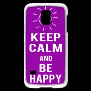 Coque Samsung Galaxy S5 Mini Keep Calm Be Happy Violet