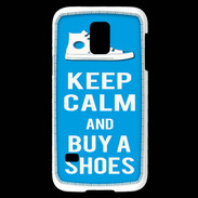 Coque Samsung Galaxy S5 Mini Keep Calm Buy Shoes Cyan 