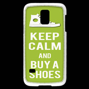 Coque Samsung Galaxy S5 Mini Keep Calm Buy Shoes Vert Pomme