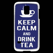 Coque Samsung Galaxy S5 Mini Keep Calm Drink Tea Bleu