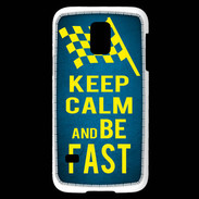 Coque Samsung Galaxy S5 Mini Keep Calm and Be Fast Bleu