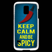 Coque Samsung Galaxy S5 Mini Keep Calm and Be Spicy Bleu